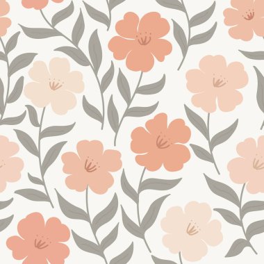 Kusursuz çiçek deseni, narin renklerde tekrar eden desenli çiçek deseni. Vektör.