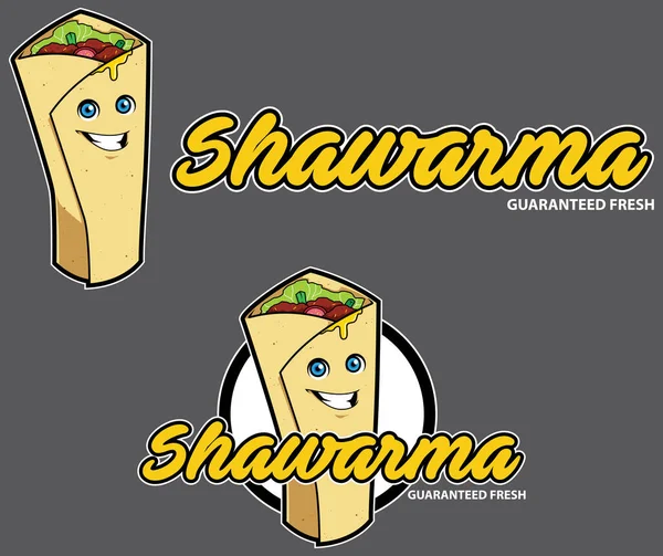 Diseño Fresco Mascota Para Una Envoltura Alimentos Como Shawarma Doner — Vector de stock