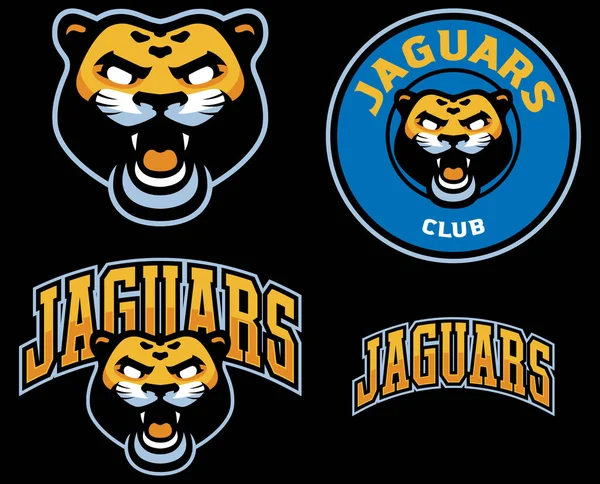 Projekt Maskotki Zespołu Agresywnym Rykiem Głowy Jaguara — Wektor stockowy