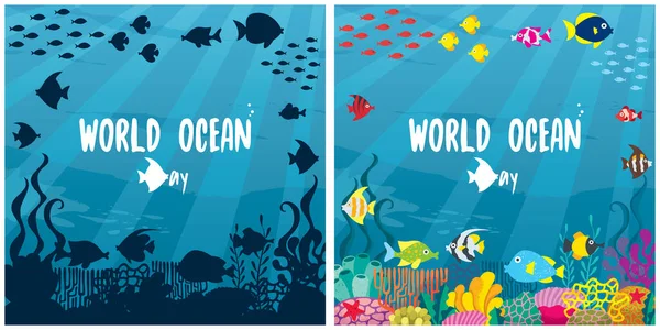 Ilustração Conceitual Para Dia Mundial Oceano —  Vetores de Stock