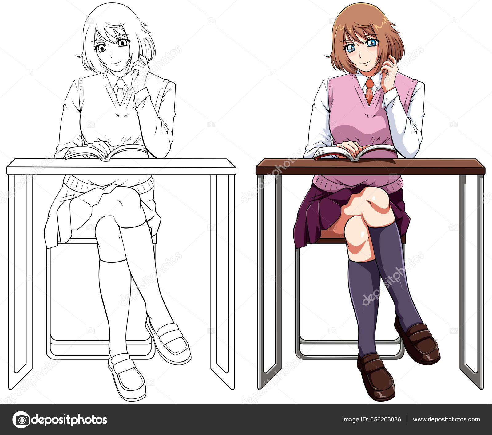 Anime classroom background illustration