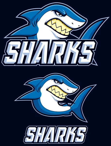 Mascota Tiburón Con Sonrisa Dentada Que Representa Equipo Deportivo — Vector de stock