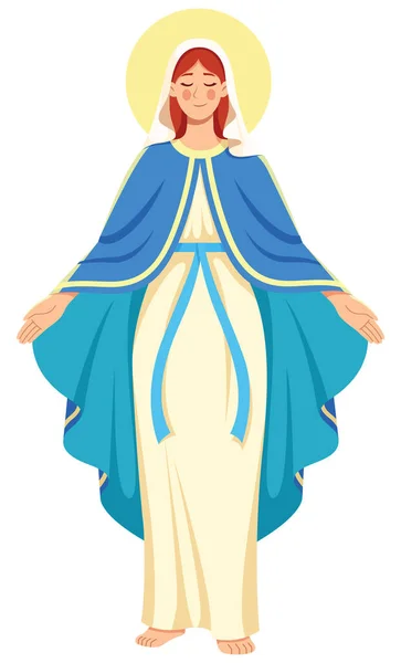 Ilustración Diseño Plano Virgen María Con Los Brazos Abiertos Gesto — Vector de stock