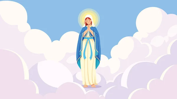 祈りのフラットデザインイラスト聖母マリア — ストックベクタ