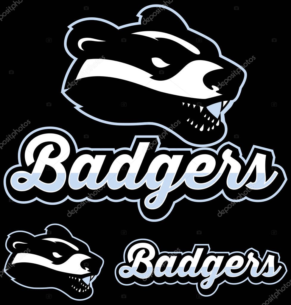 Sports team mascot of badger with fierce expression on its face.
