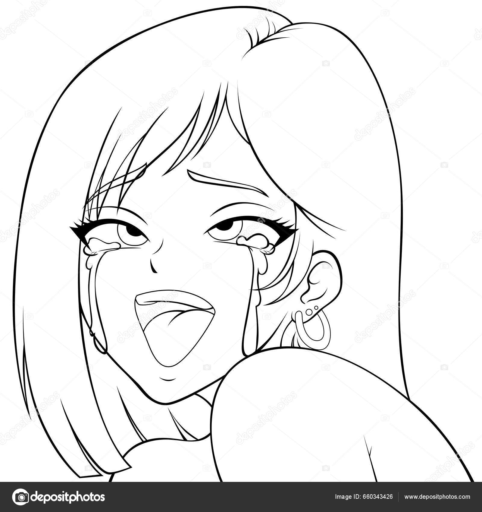 Ilustração de personagem feminina, Anime Manga Drawing Chorando