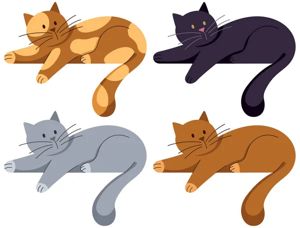 Platt Design Illustration Liggande Katt Isolerad Vit Bakgrund — Stock vektor
