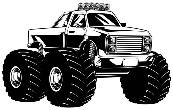 Mascota Ilustración Poderoso Camión Monstruo Rojo Aislado Sobre Fondo Blanco — Vector de stock