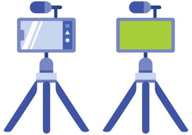 Beyaz arkaplandaki vlog kaydedici kitinin düz tasarım çizimi.