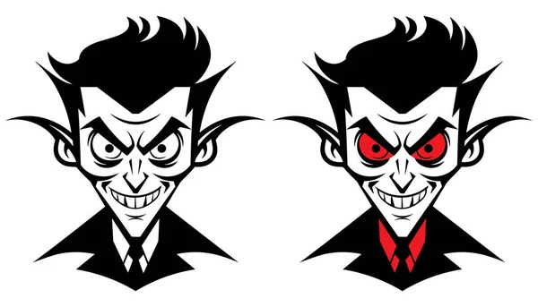 Cartoon Porträt Des Bösen Vampirs Der Auf Weißem Hintergrund Lächelt — Stockvektor