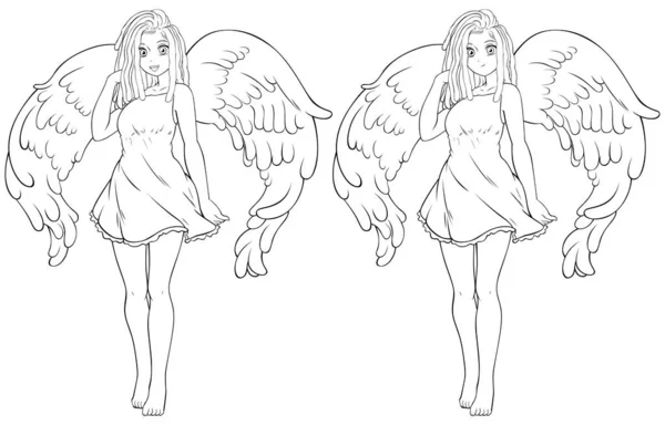 Иллюстрация Красивой Девушки Ангела Стиле Аниме — стоковый вектор