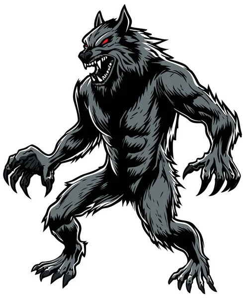 Spooky Illustration Fierce Werewolf Isolated White Background — Stock Vector