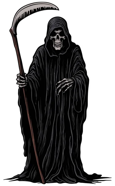 Illustration Grim Reaper White Background — Stock Vector
