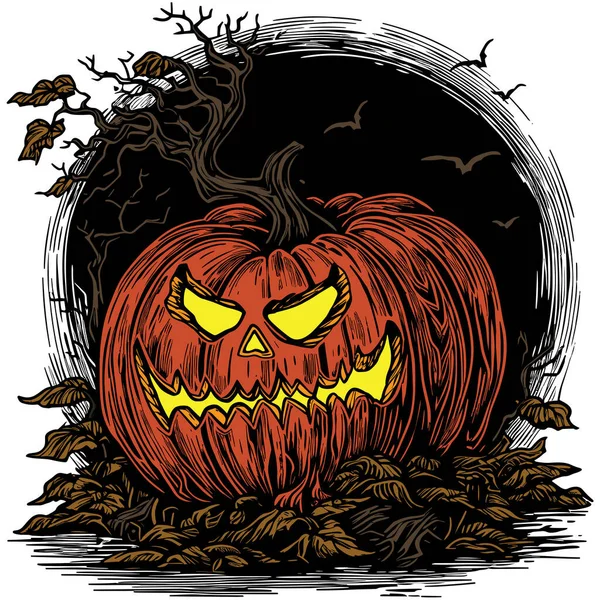 Ilustración Espeluznante Linterna Calabaza Halloween Sobre Fondo Blanco — Vector de stock