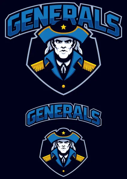 将军运动队的一位将军的吉祥物风格图片说明 背景黑暗 免版税图库矢量图片