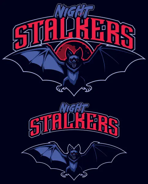 Ilustração Estilo Mascote Morcego Ameaçador Para Equipe Night Stalkers Ambientado Vetor De Stock