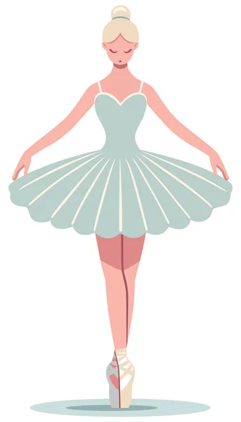 Плоская Иллюстрация Балерины Стоящей Цыпочках Танцевальной Позе Изолированной Белом Фоне Векторная Графика