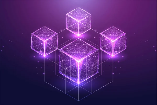 Futurista Metaverso Conceito Rede Tecnologia Blockchain Com Blocos Cubos Digitais — Vetor de Stock