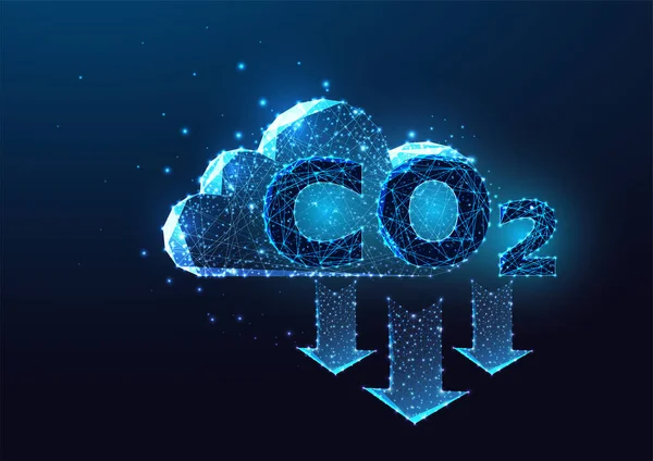 Concepto Captura Carbono Con Nubes Dióxido Carbono Flechas Hacia Abajo — Vector de stock