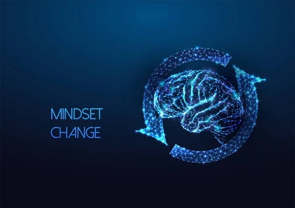Concepto Cambio Mentalidad Con Cerebro Humano Actualizar Las Flechas Futurista — Archivo Imágenes Vectoriales