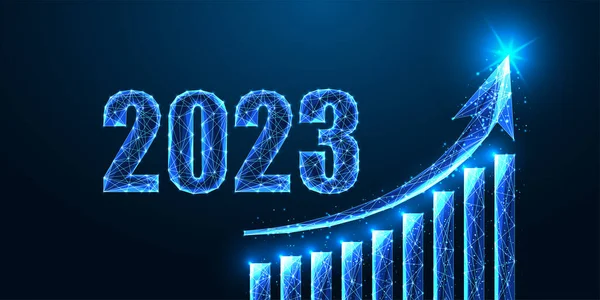 Koncepce Cílů Růstu Podnikání Roku 2023 Graf Investičních Zisků Futuristickém — Stockový vektor