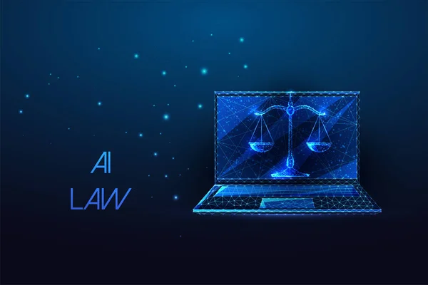 Törvény Jogi Etika Igazságszolgáltatáshoz Való Hozzáférés Kiberbiztonsági Futurisztikus Koncepció Laptoppal — Stock Vector