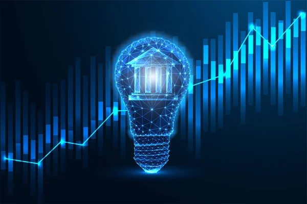 Finanzinnovation Fintech Online Banking Wealth Management Futuristisches Konzept Glühend Niedrigen — Stockvektor