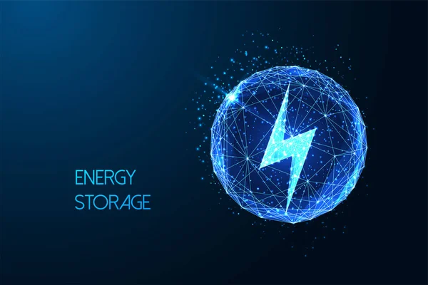 Energy Storage Sustainable Energy Solutions Futuristic Concept Lightning Symbol Sphere — Stock Vector