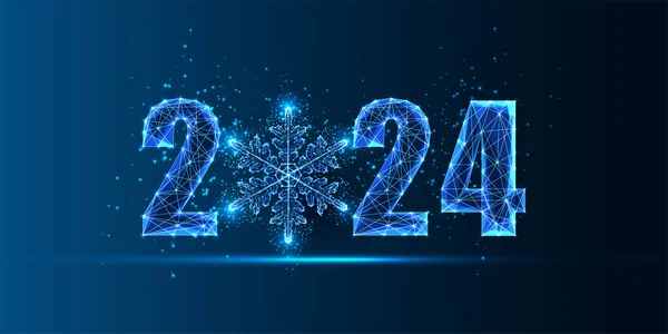 Streszczenie 2024 Szczęśliwego Nowego Roku Szablon Baner Cyfrowy Ozdobiony Przez — Wektor stockowy
