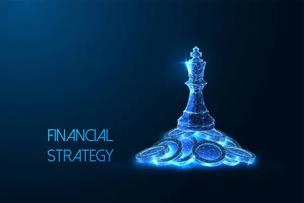 Strategia Finansowa Zarządzanie Biznesem Przywództwo Futurystyczna Koncepcja Świecącym Niskim Stylu Ilustracje Stockowe bez tantiem