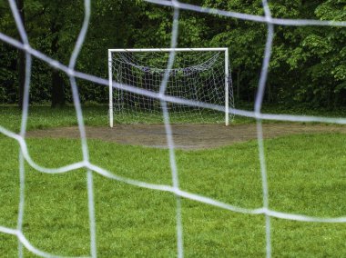 Football court in a public outdoor park for kids
