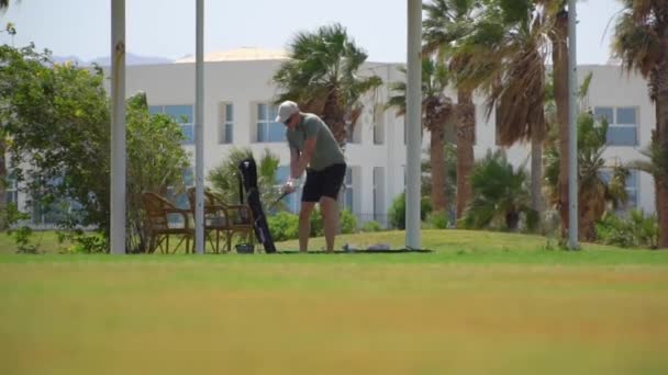 Campo Práctica Golf Cámara Lenta — Vídeos de Stock