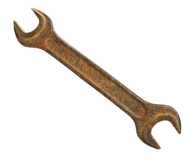 Old Rusty Spanner Isolated White Background — Stock Photo, Image