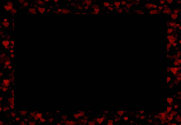 Dark Frame Scattered Confetti Heart Shapes All Love Inspiring Background — Stockfoto