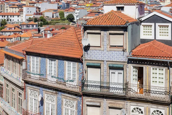 Oporto Portugal Septiembre 2022 Casas Adosadas Con Fachadas Adornadas Con —  Fotos de Stock