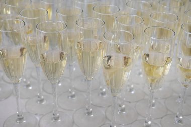 Kava, savcı ya da şampanya dolu pek çok uzun bardak, resmi bir etkinlikte masaya konmuş flüt bardaklarıyla parlayan alkollü içecek ya da özel bir kutlama havası yaratmak için.