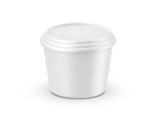 Műanyag Edény Csésze Fedéllel Mockup Csomagolás Márka Render Illusztráció — Stock Fotó