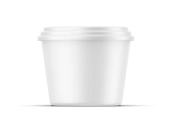 Műanyag Edény Csésze Fedéllel Mockup Csomagolás Márka Render Illusztráció — Stock Fotó