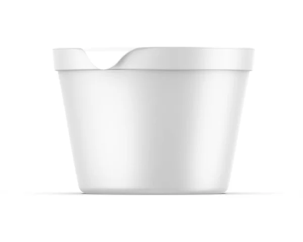 Taza Plástico Mate Blanco Con Tapa Para Yogur Crema Postre — Foto de Stock