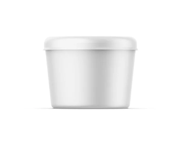 Blanco Matte Plastic Beker Met Deksel Voor Yoghurt Room Dessert — Stockfoto
