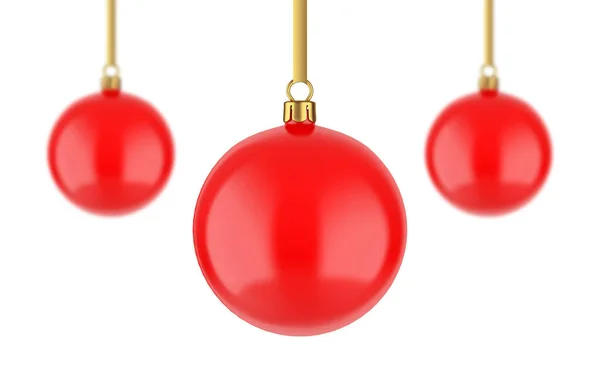 Asılmak Için Altın Halkalı Geleneksel Noel Ağacı Kırmızı Topu Klasik — Stok fotoğraf