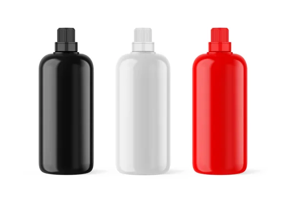 Botella Plástico Cosmético Blanco Con Plantilla Maqueta Tapa Tornillo Ilustración —  Fotos de Stock