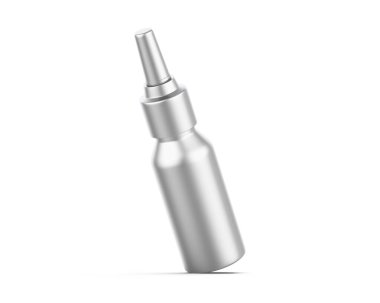Metallic Nasal spray bottle mockup isolated on white background, 3d render illustration.