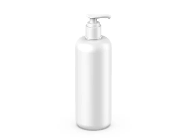 Bottiglia Plastica Cosmetica Con Mockup Pompa Dispenser Branding Illustrazione Rendering — Foto Stock