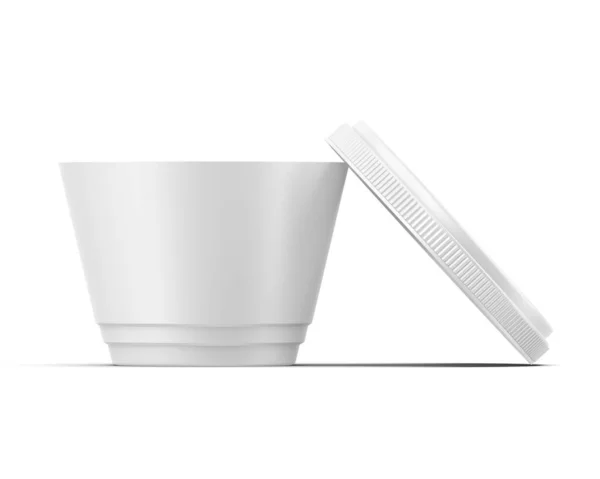 Pot Plastique Blanc Avec Couvercle Aluminium Pour Yaourt Crème Dessert — Photo