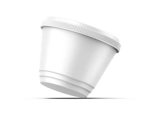 Maceta Plástico Blanco Con Tapa Papel Aluminio Para Yogur Crema — Foto de Stock