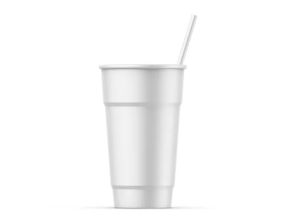Одноразовая Чашка Крышкой Соломой Холодных Напитков Газировки Чая Льдом Кофе — стоковое фото