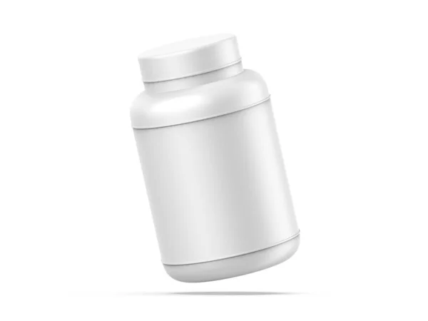 Modello Vaso Supplemento Proteico Plastica Mockup Branding Illustrazione Rendering — Foto Stock