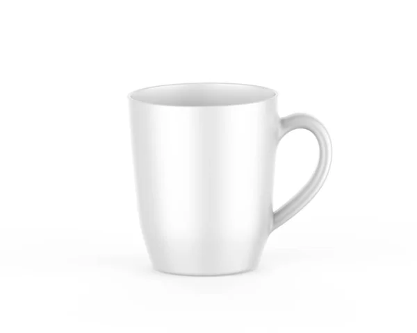 白瓷茶杯造型模板 白底瓷杯 3D渲染图解 — 图库照片