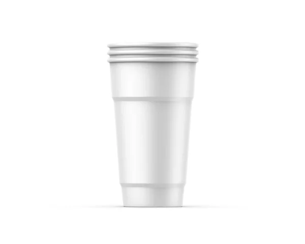 可处置的冷饮杯 苏打水 冰茶或咖啡 鸡尾酒 孤立的白色背景上的模型模板 3D渲染说明 — 图库照片